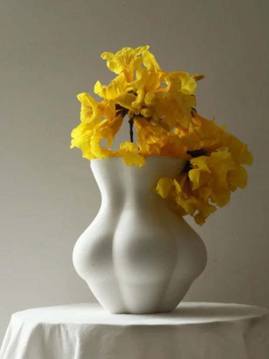 Vase | Pot blanc mat design en forme de corps féminin