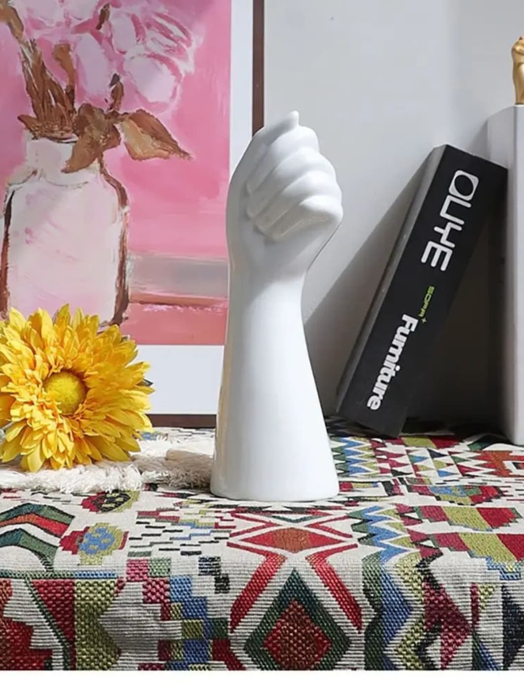 Vase | Forme main en résine blanche artistique