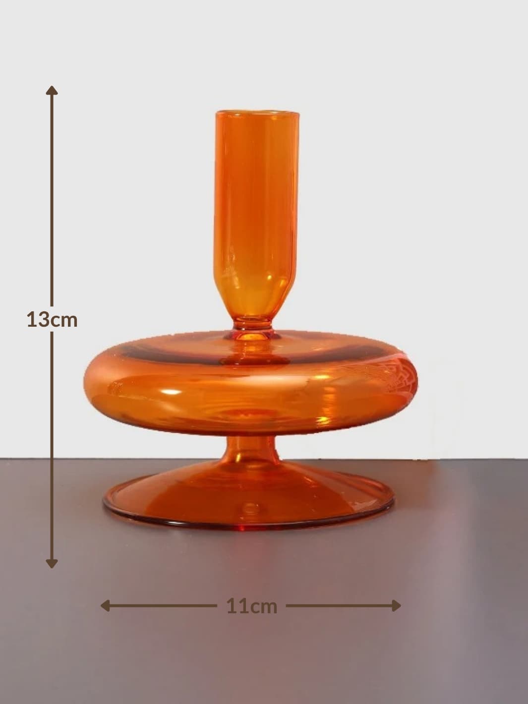 Vase | Soliflore orange en verre façon bougeoir design