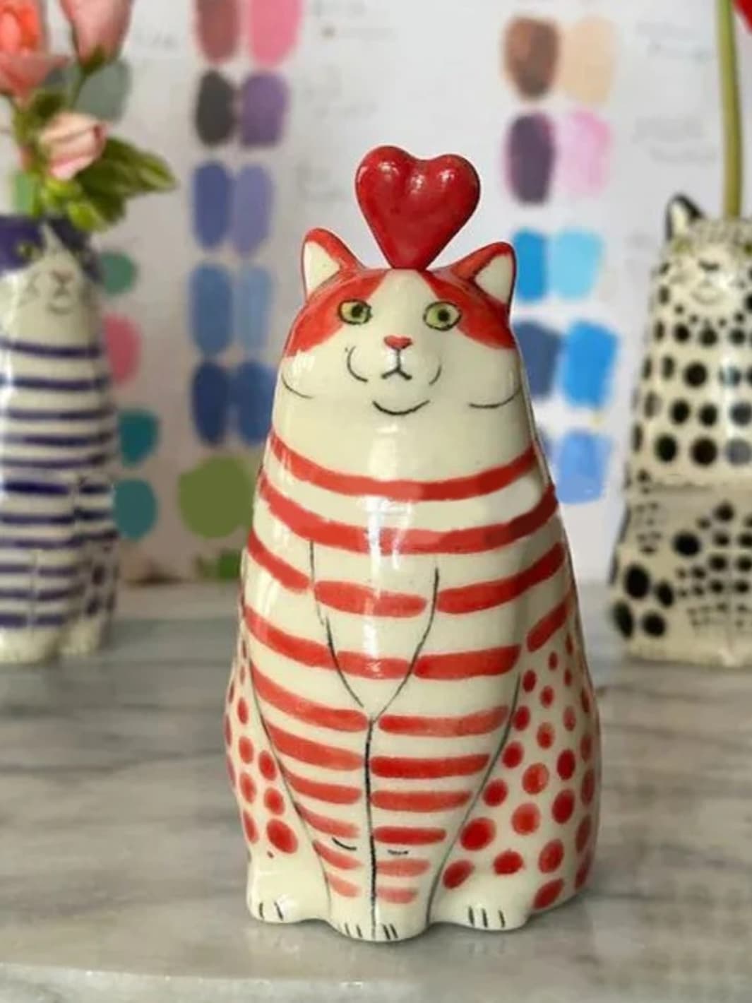 Vase | Chat à Pois Résine Colorée