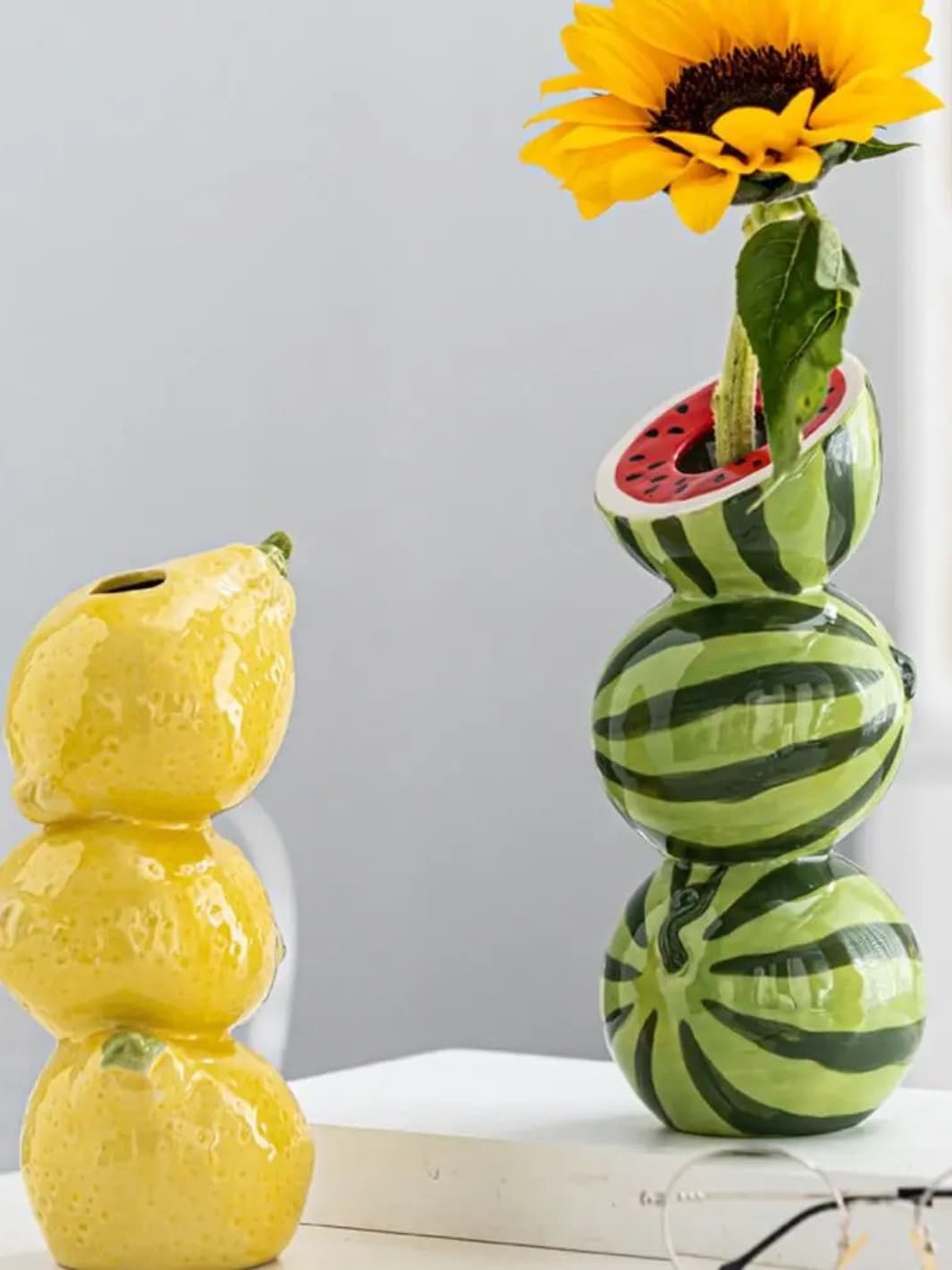 Vase | Céramique verte en forme de tour de pastèque