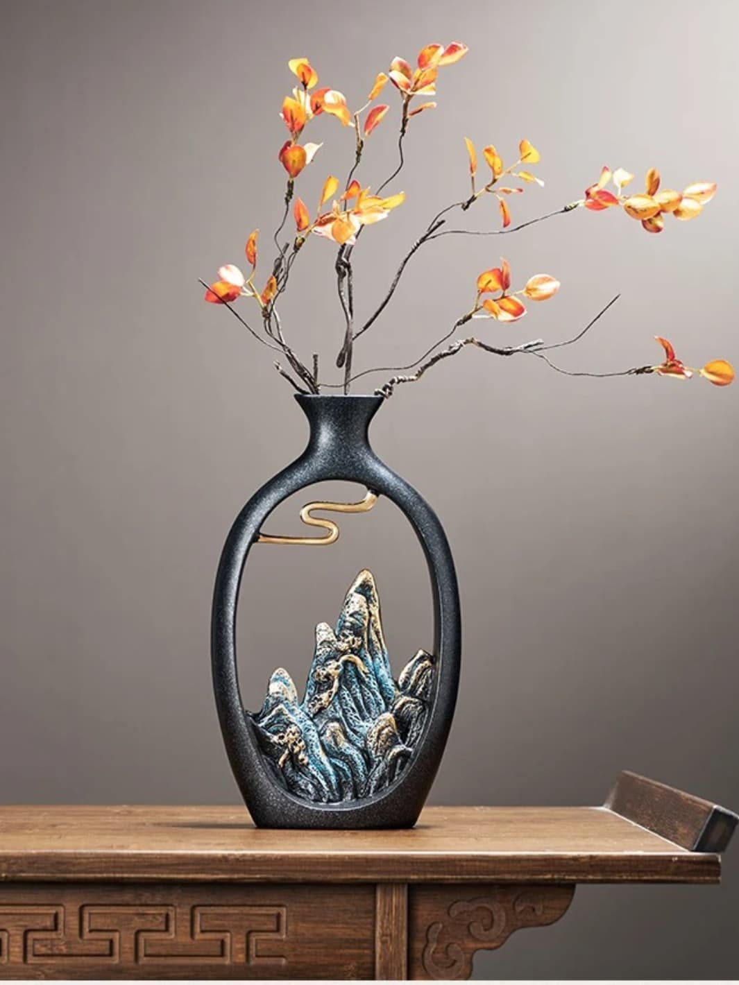 Vase | Montagnes dorées style japonais