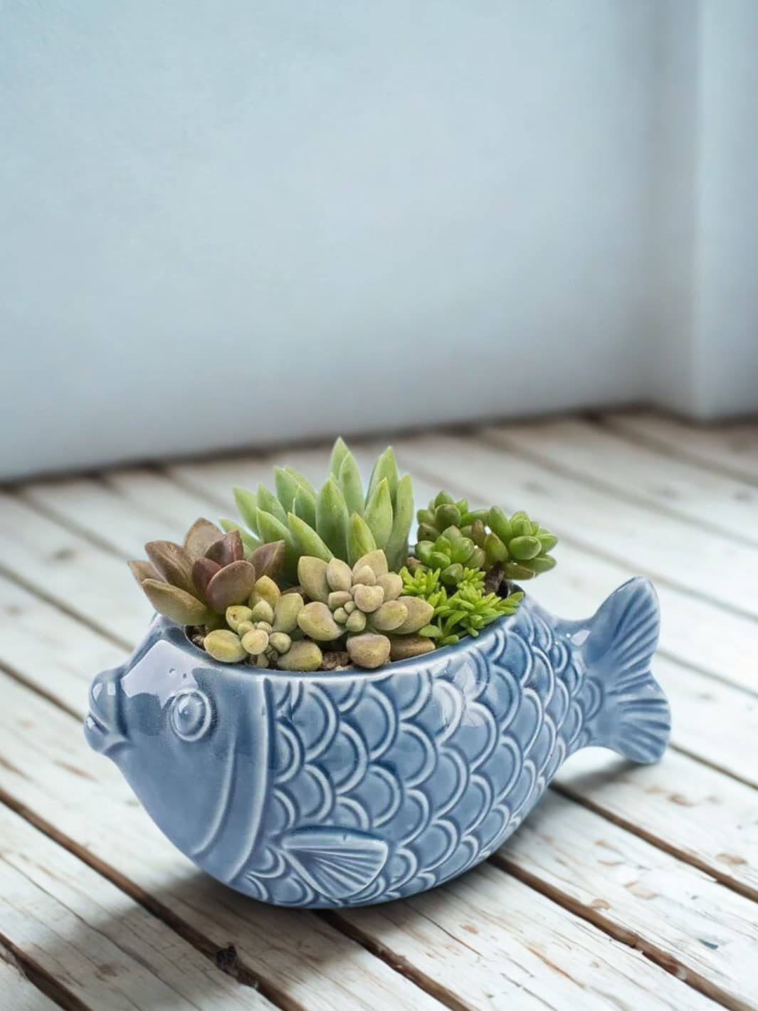 Vase | Mini pot en céramique bleu poisson