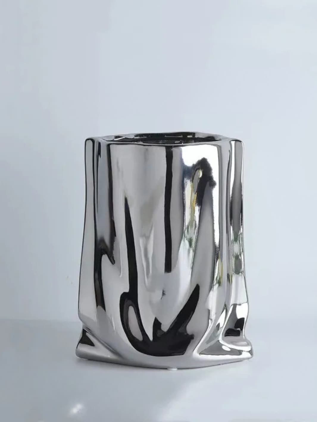 Vase | Reflet froissé effet métal argenté