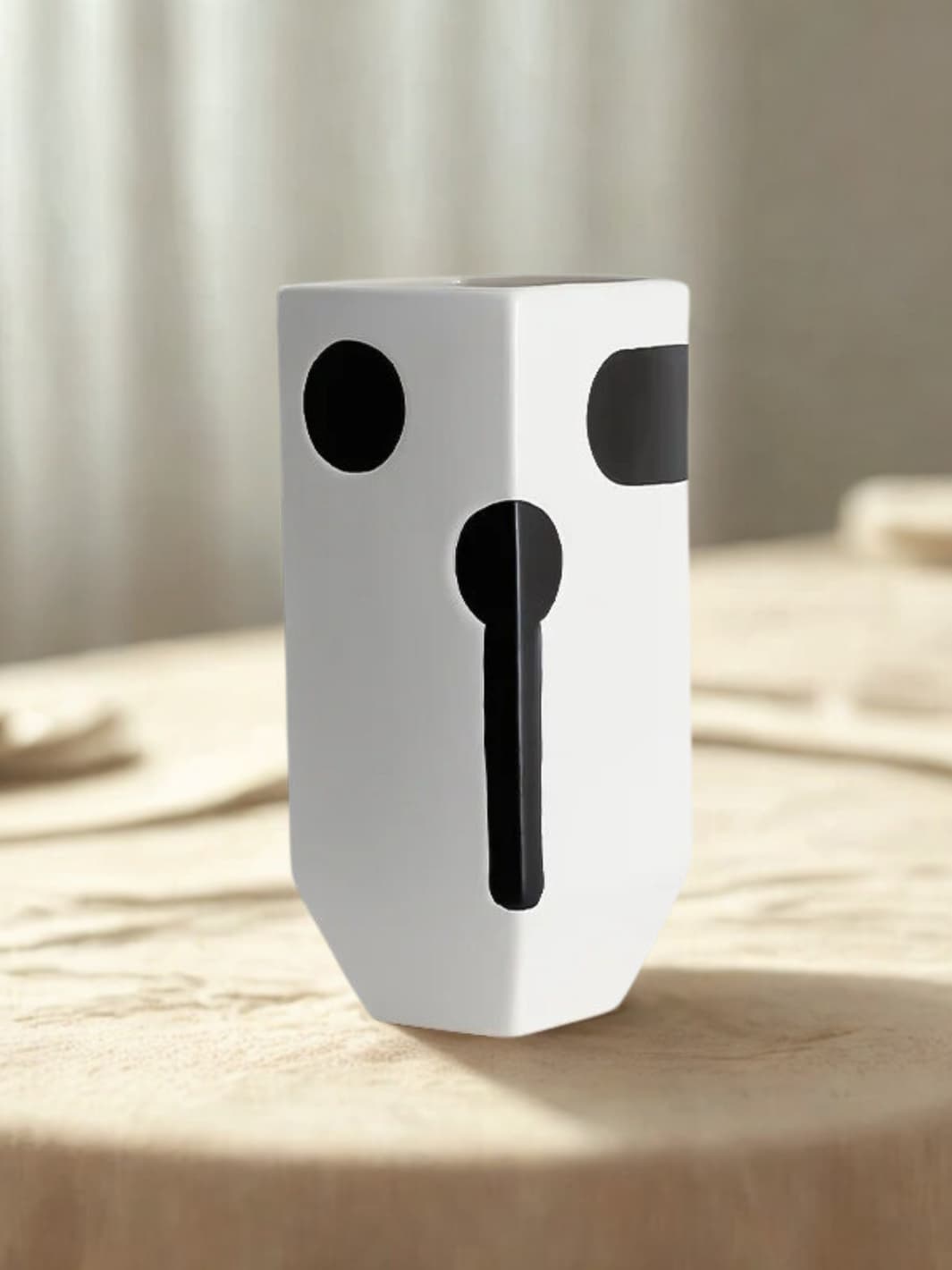 Vase | Motifs abstraits noir sur blanc géométrique