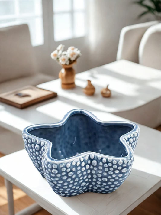 Vase | Pot étoile de mer bleu texturé
