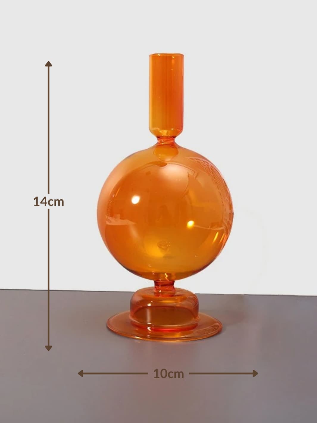 Vase | Soliflore orange en verre façon bougeoir design