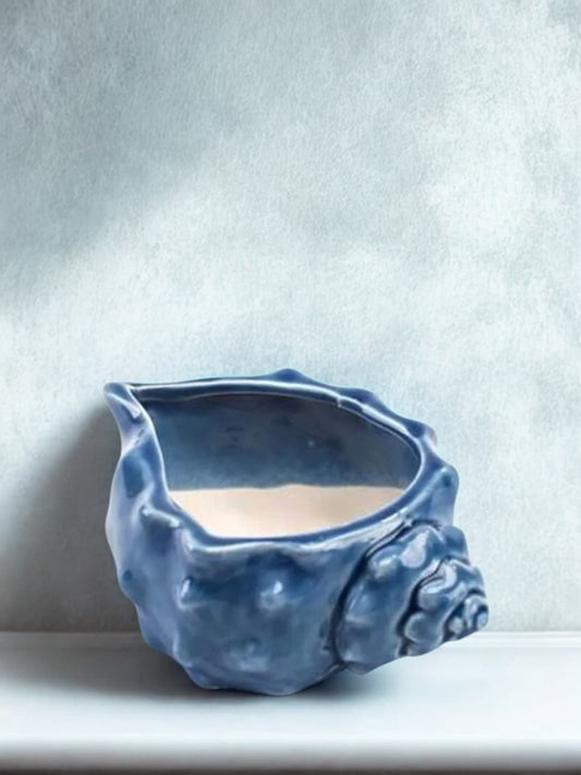 Vase | Pot coquillage bleu ondulé