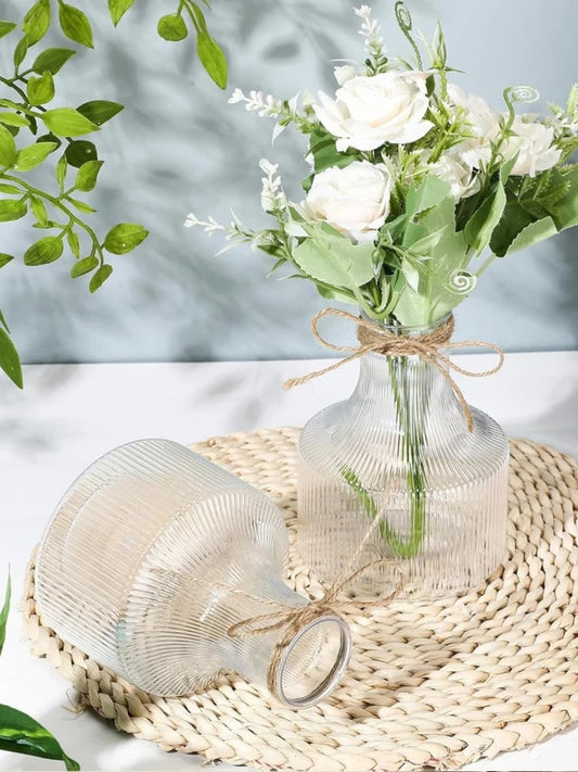 Vase | Lot de 6 petits soliflores transparents avec cordelette