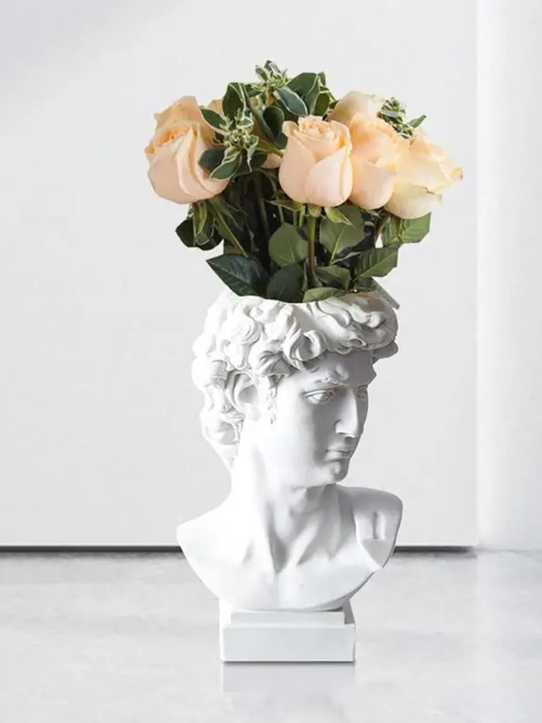 Vase | Buste David sculpture grecque blanche