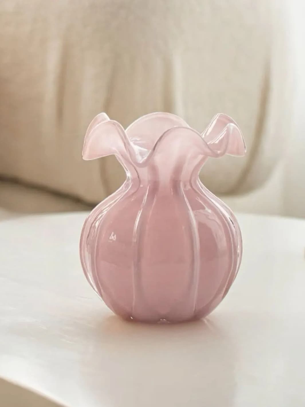 Vase | Soliflore rose en verre soufflé style français