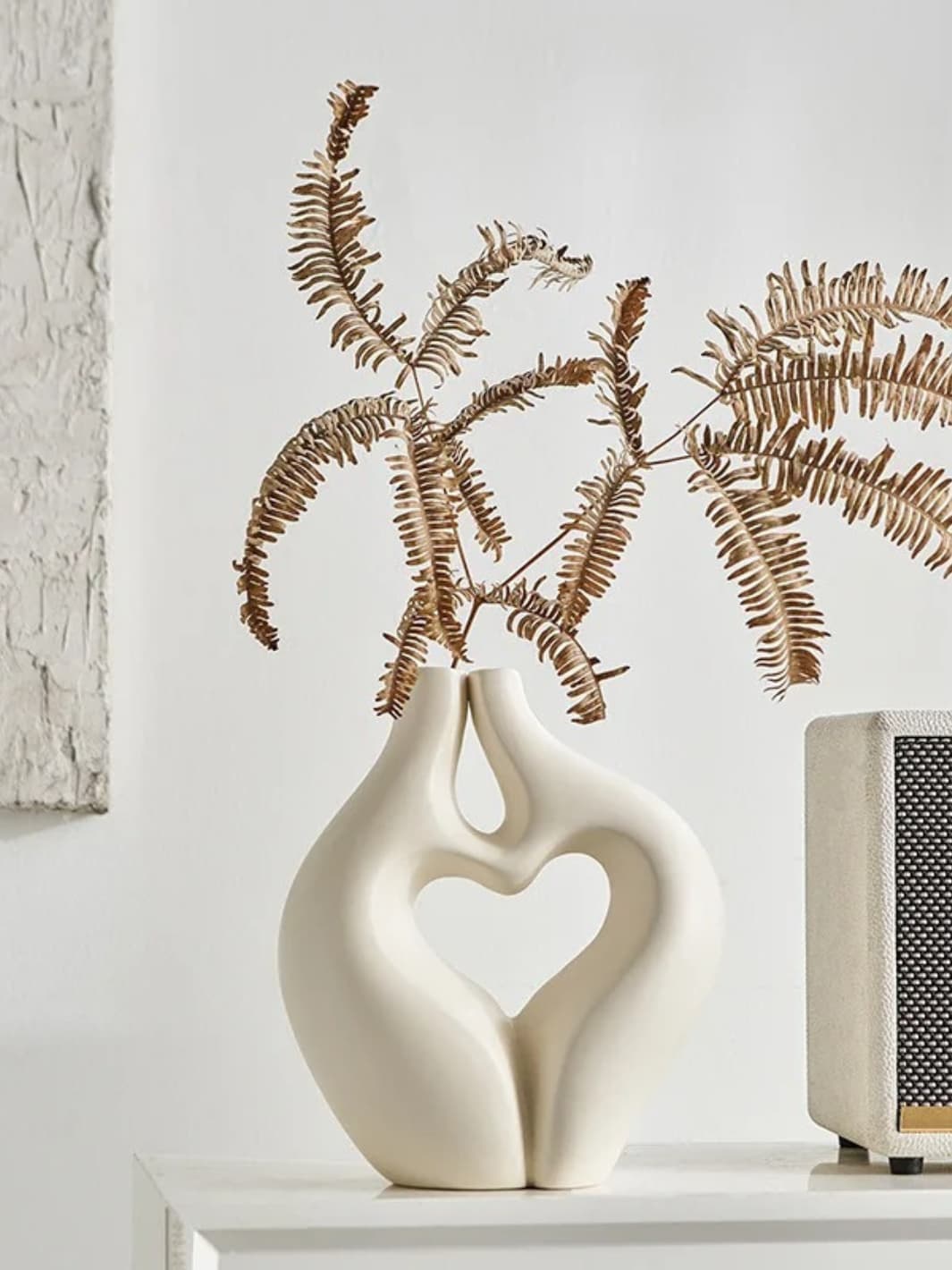 Vase | Sculpture abstraite couple en céramique crème