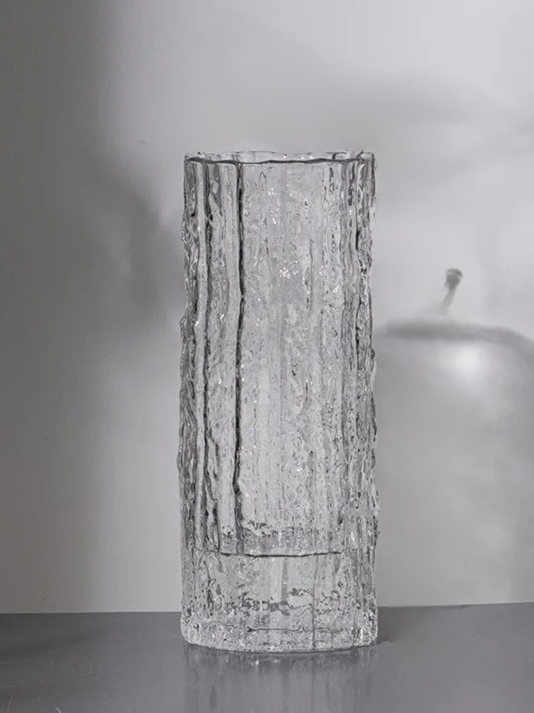 Vase | Vase en verre effet glacier cylindrique