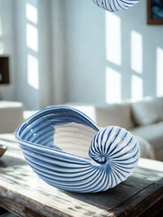 Vase | Petit pot coquillage bleu en céramique