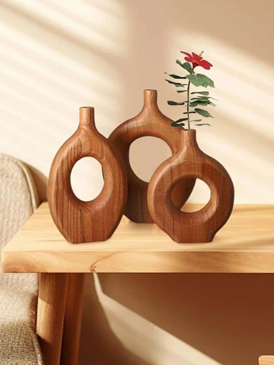 Vase | Donut sculptural en bois naturel