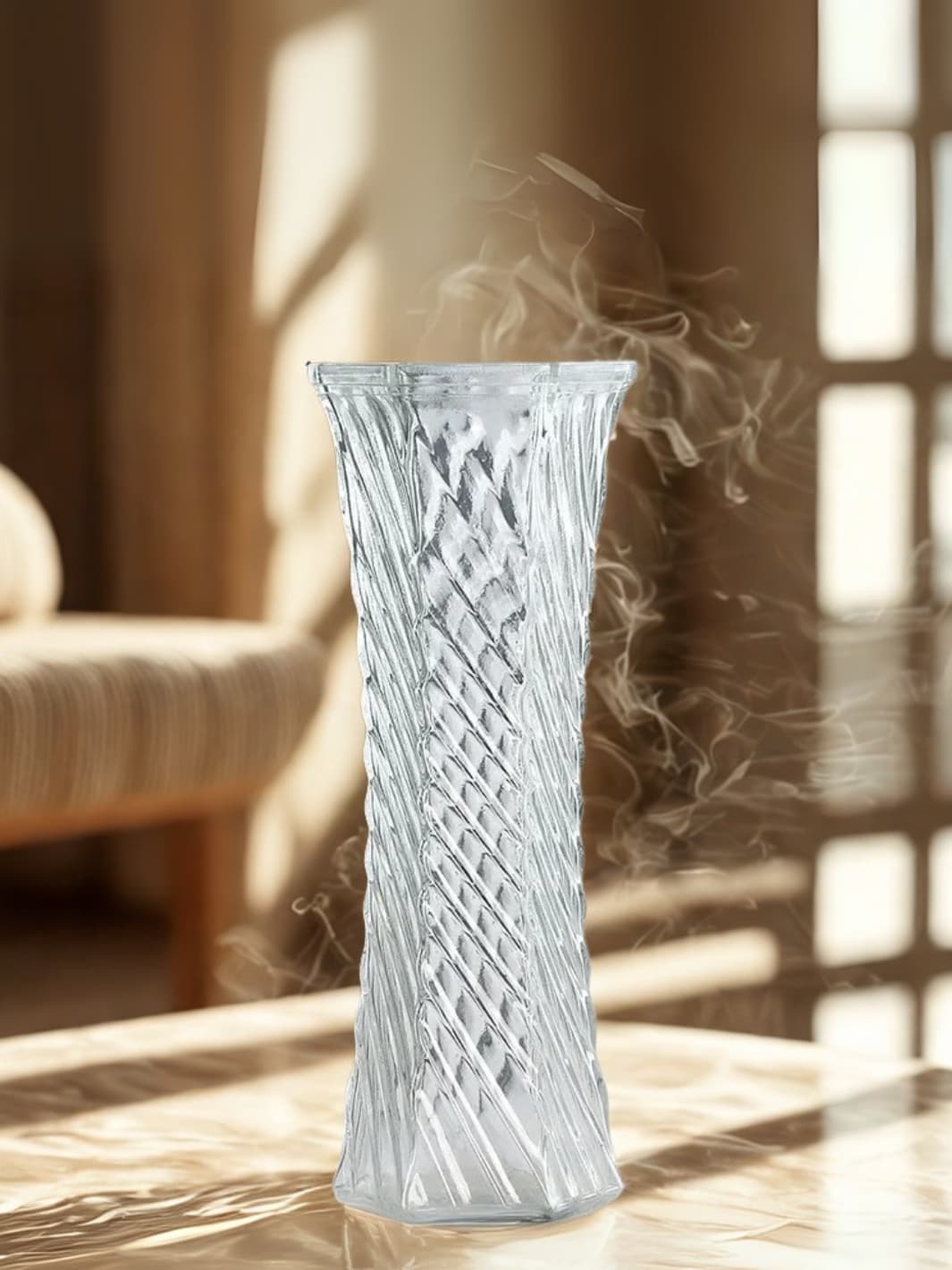 Vase | Grand cylindre torsadé en verre