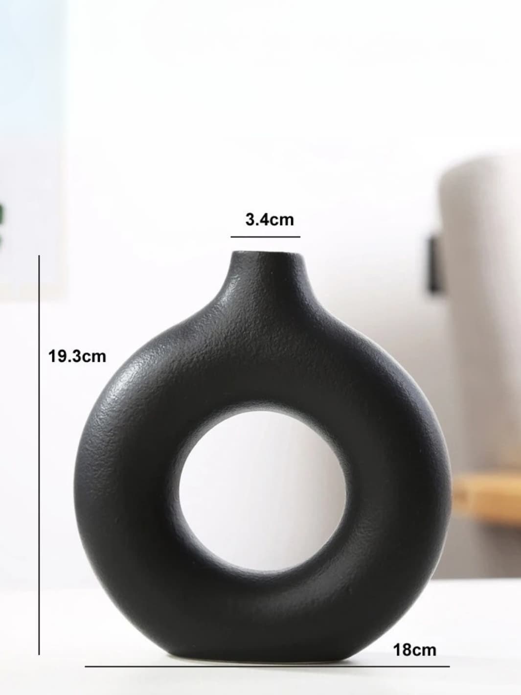 Vase | Noir anneau mat en céramique