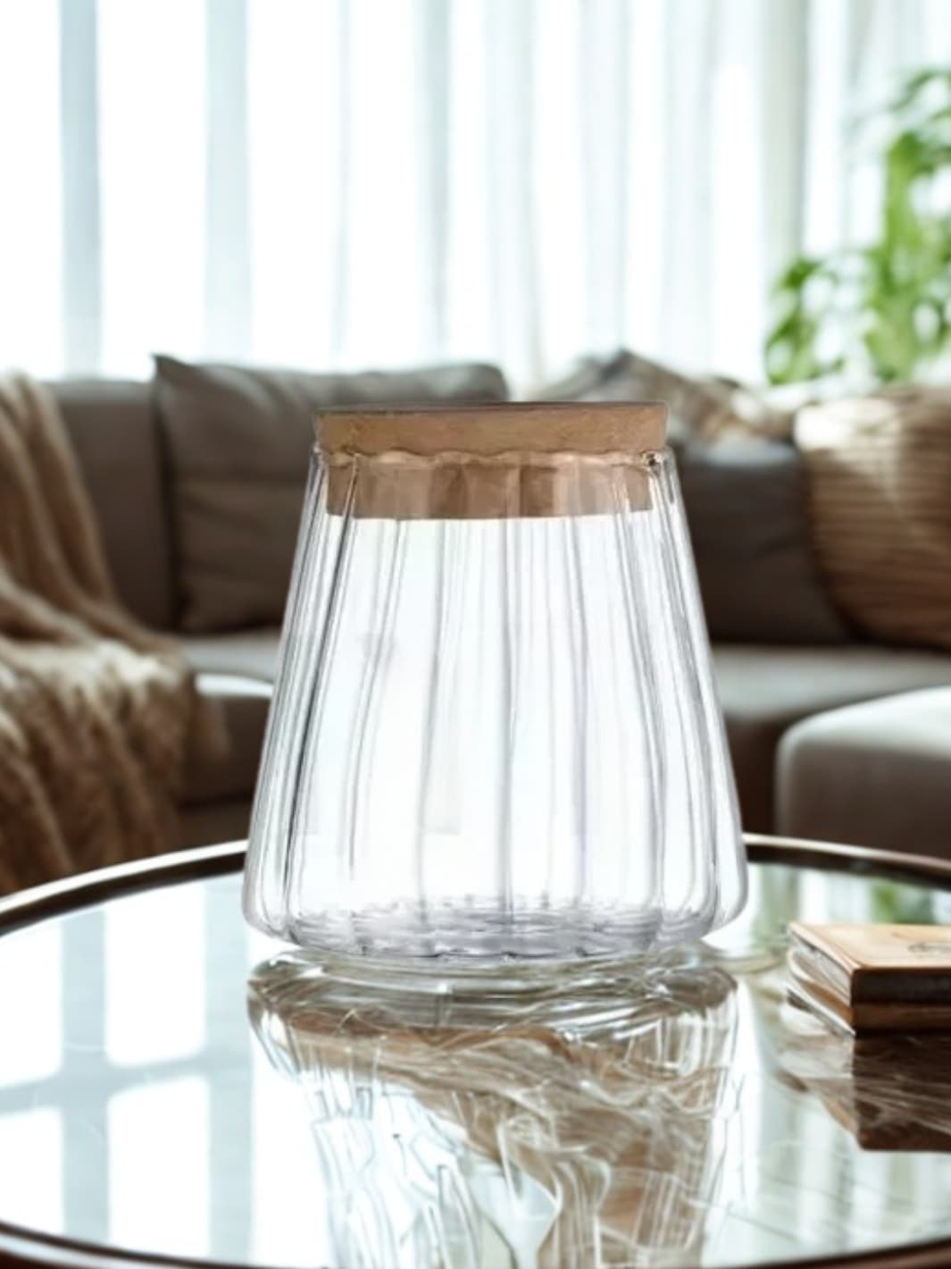 Vase | Support de culture hydroponique en verre et bois