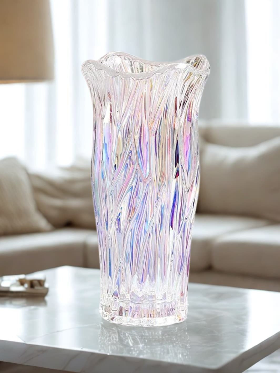 Vase | Soliflore iridescent torsadé en verre