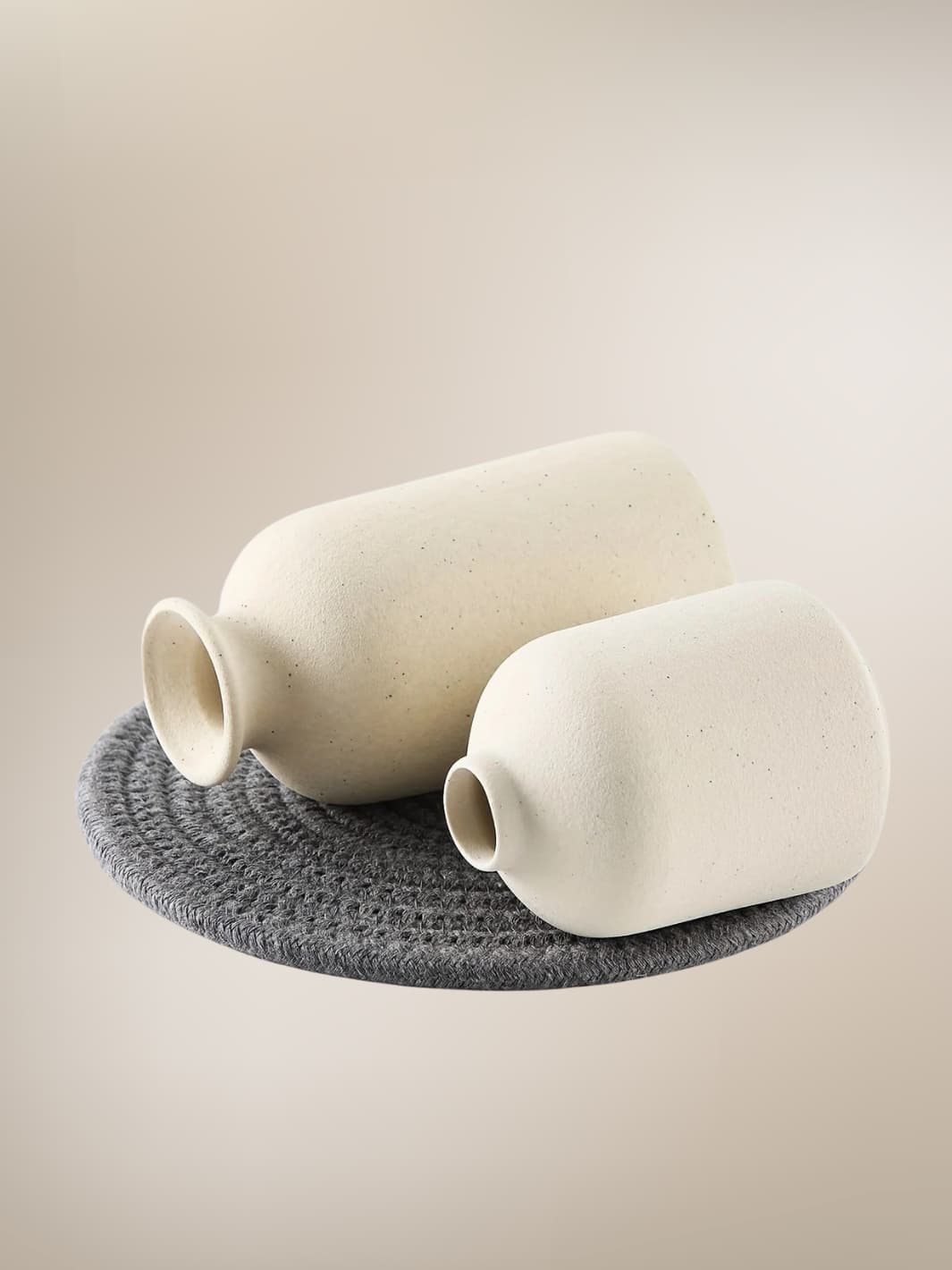 Vase | Ensemble de 3 vases crème en céramique mate