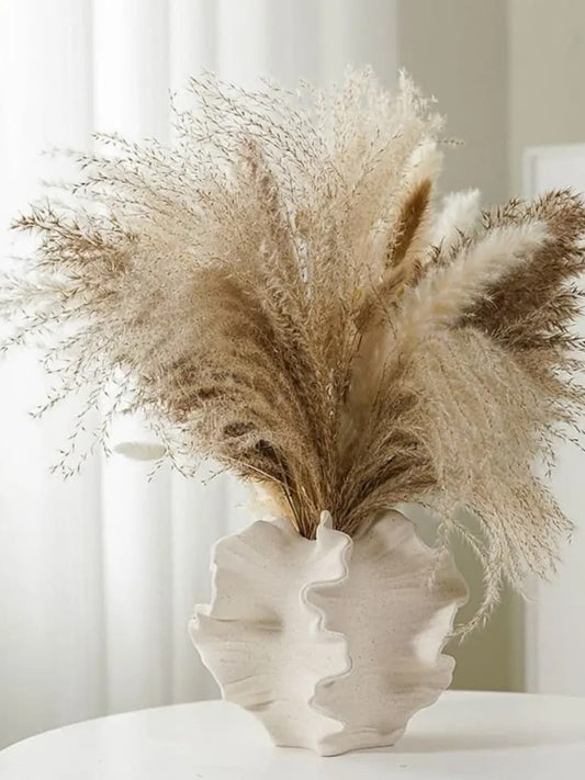 Vase | Coquillage blanc design en céramique ondulée