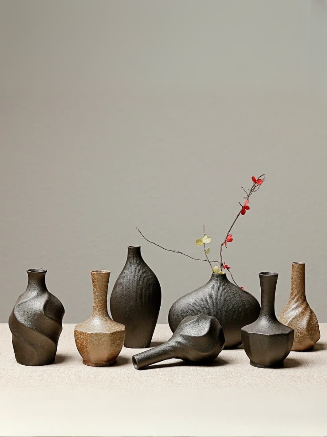 Vase | Céramique nervurée ronde style japonais