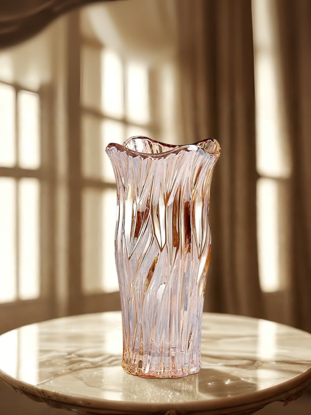 Vase | Pot torsadé en verre marron