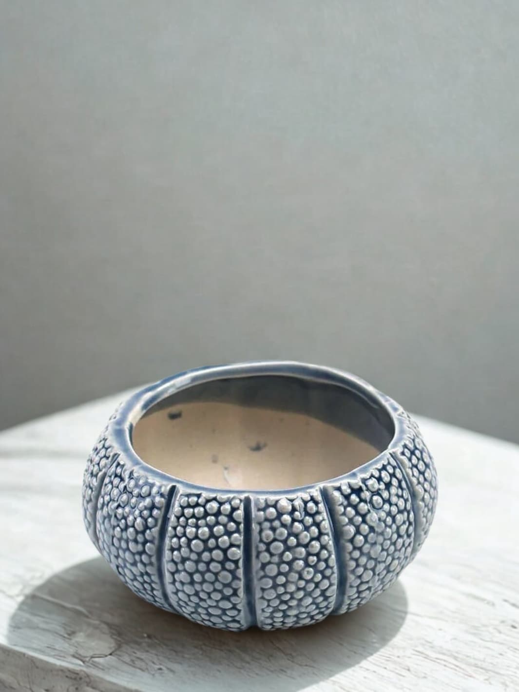 Vase | Pot oursin céramique bleue