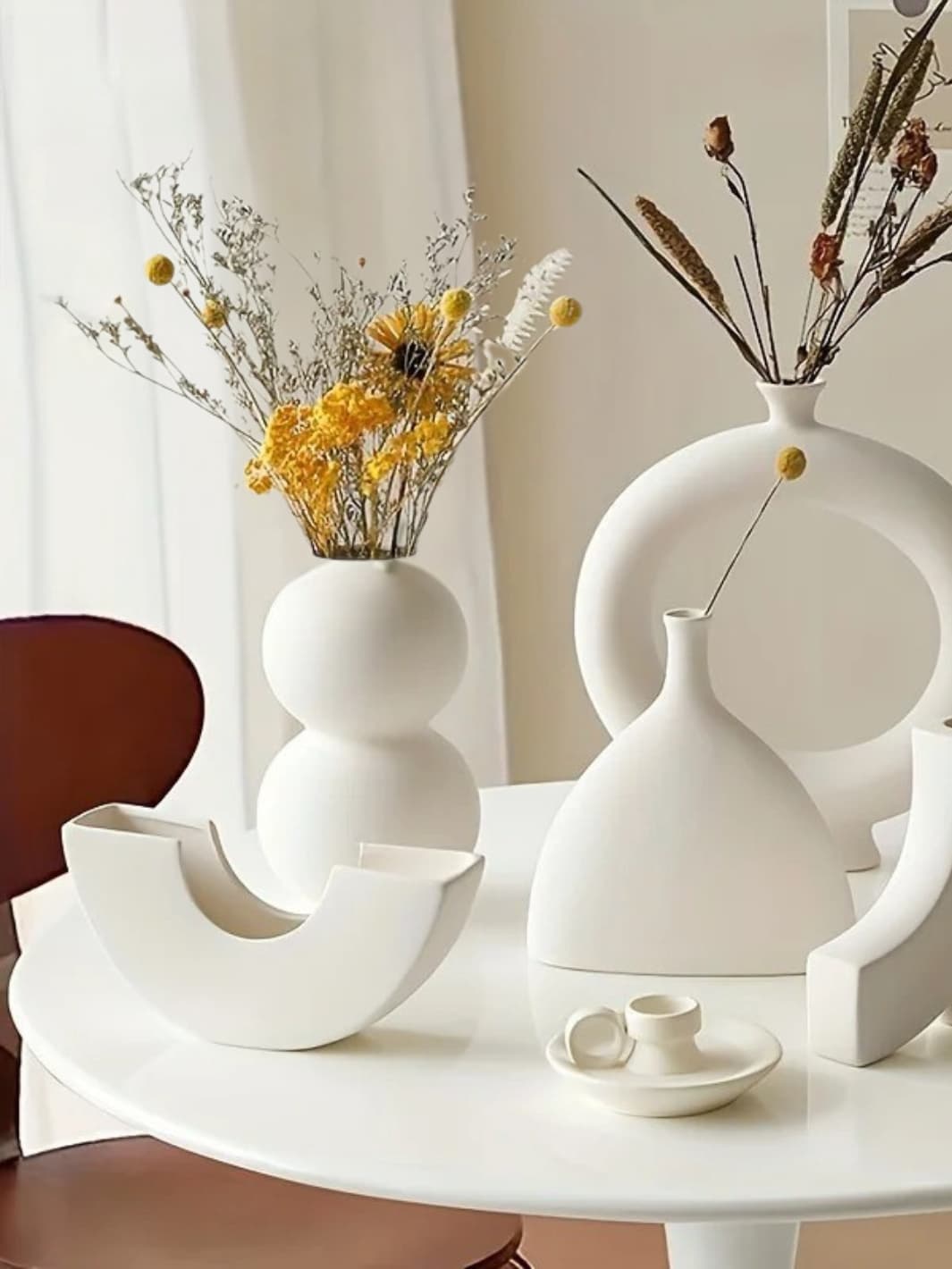 Vase | Blanc sculptural géométrique