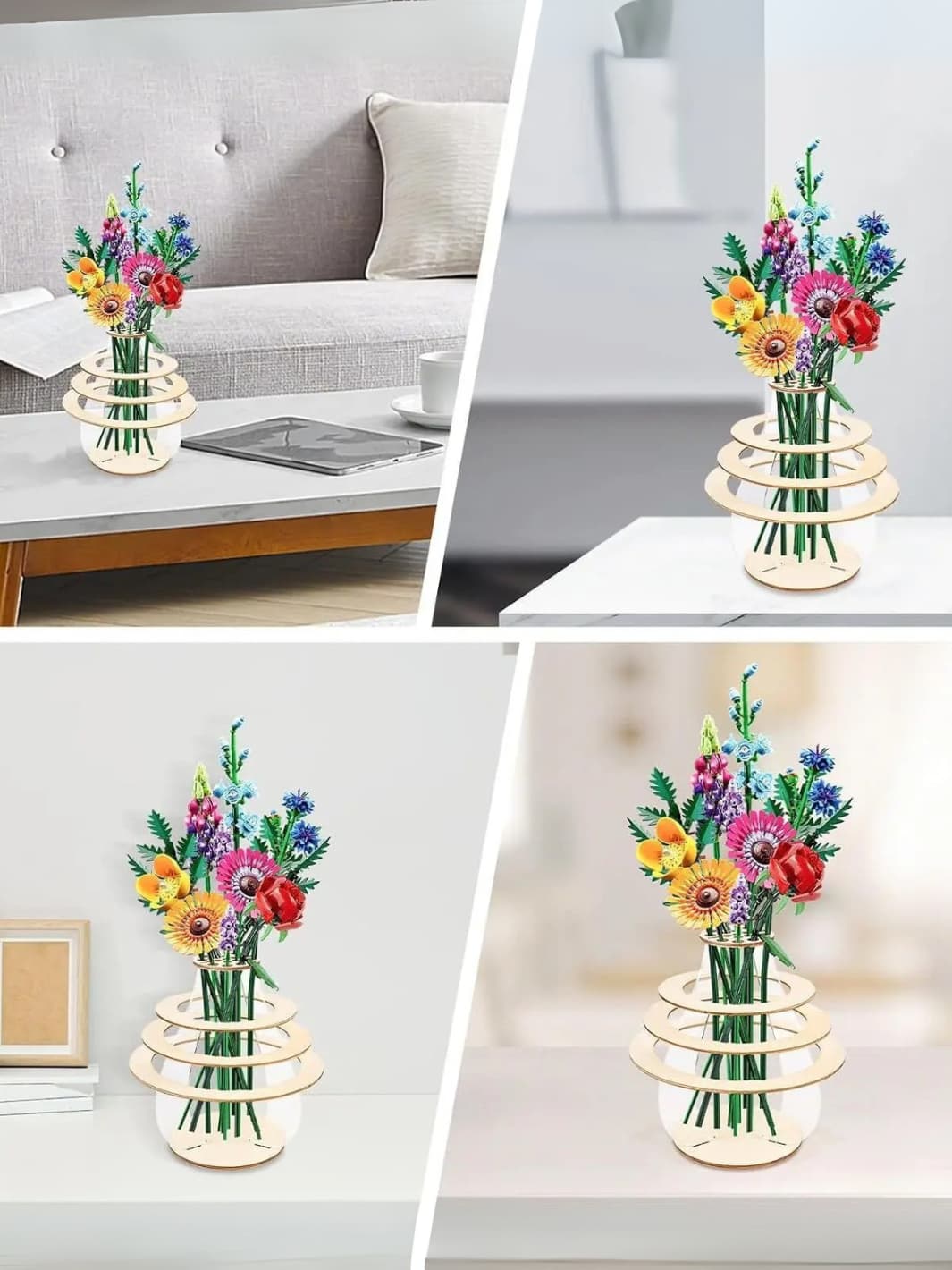 Vase | Support floral rond en bois à assembler