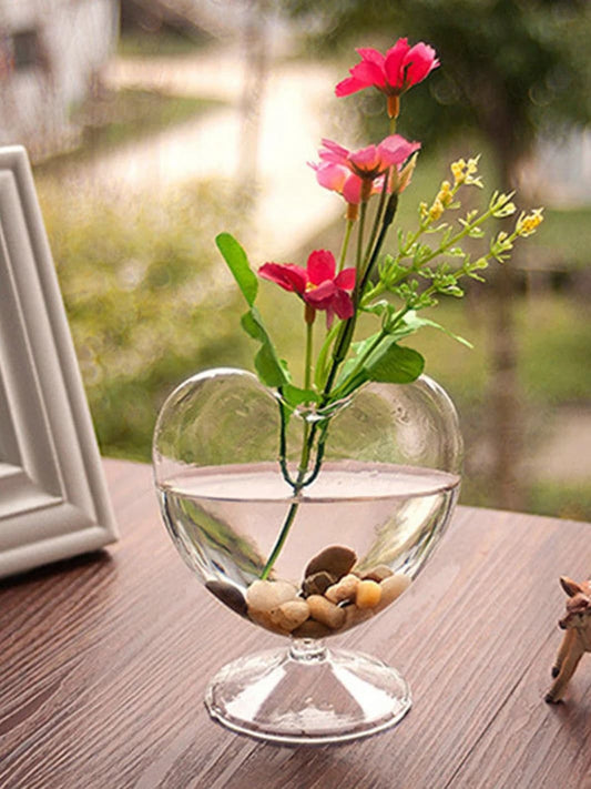 Vase | Coupe décorative en verre transparent en forme de cœur