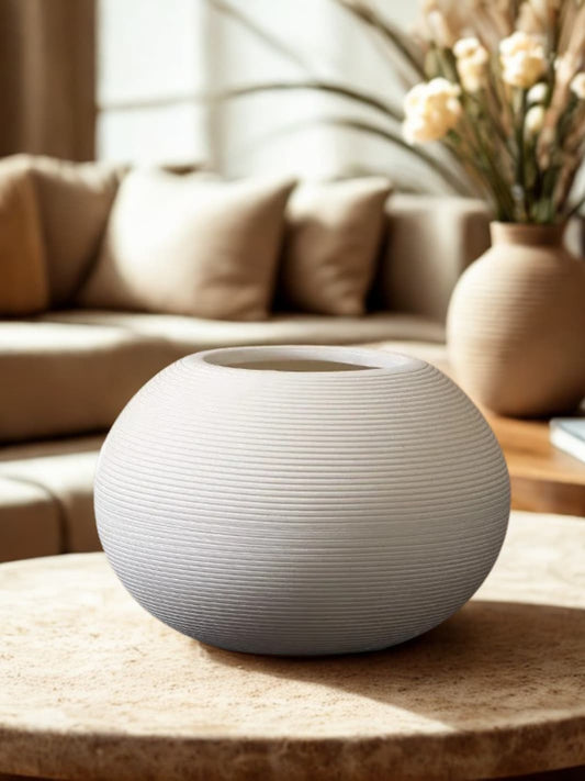 Vase | Sphère blanche striée artisanale