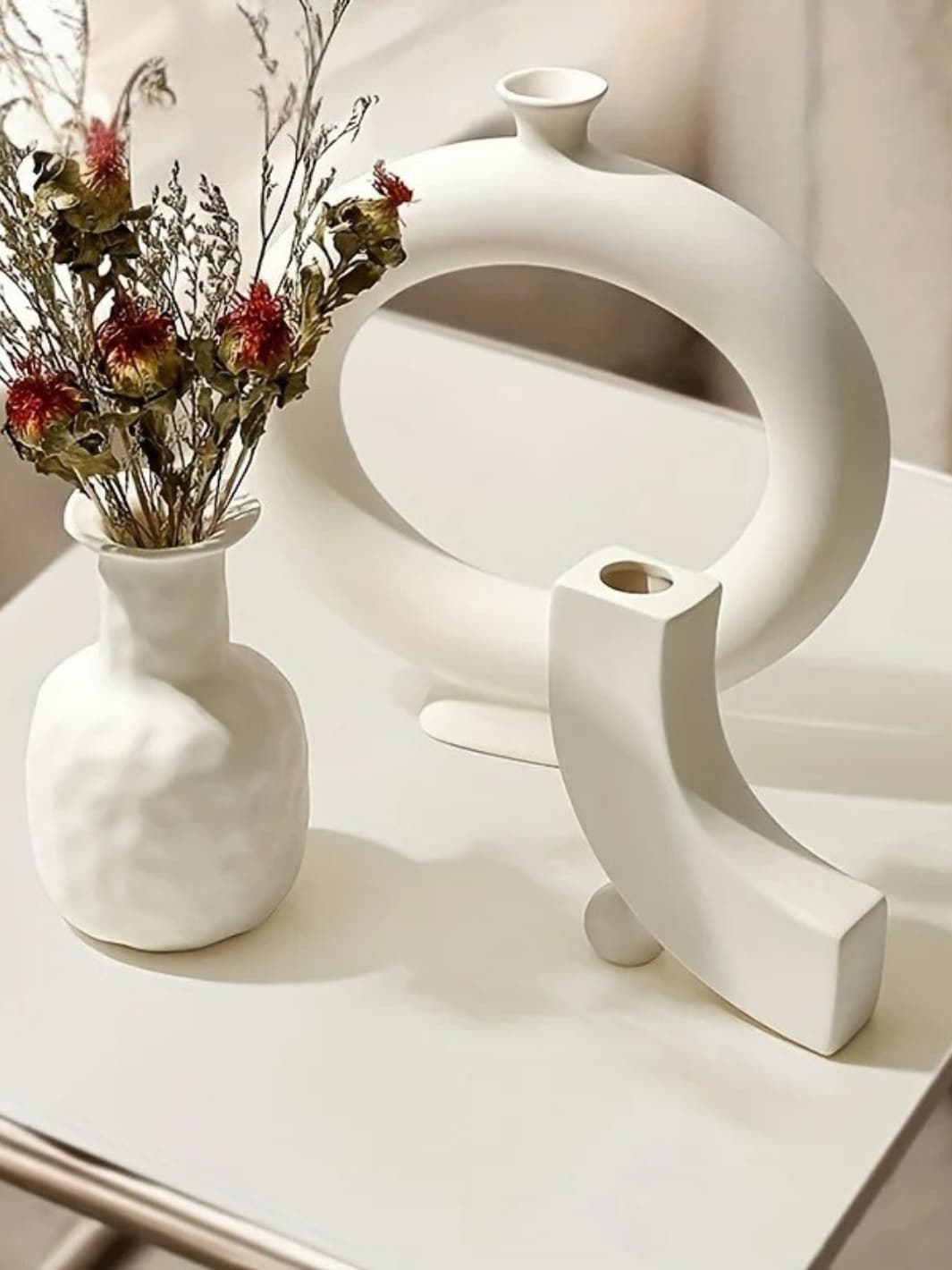 Vase | Lune blanche géométrique