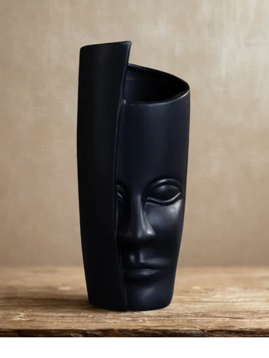 Vase | Visage noir sculptural