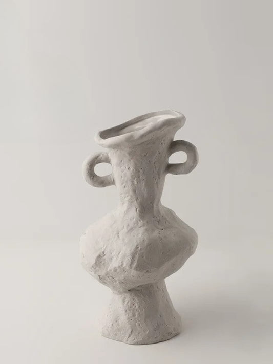 Vase | Amphore design blanche en céramique rustique