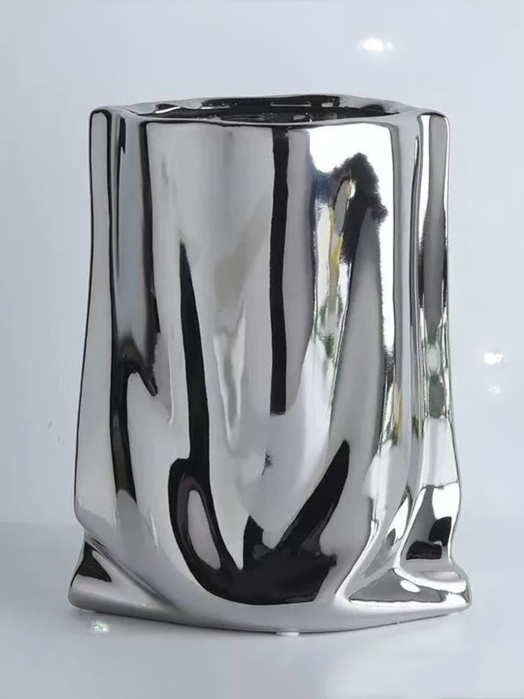 Vase | Reflet froissé effet métal argenté
