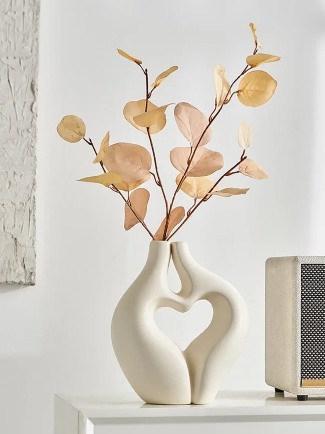 Vase | Sculpture abstraite couple en céramique crème