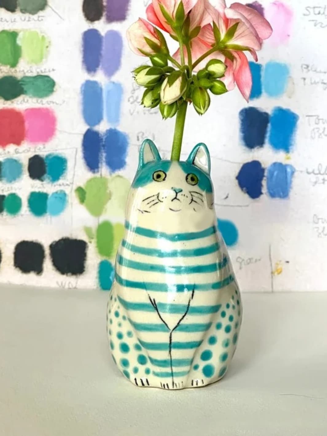 Vase | Chat à Pois Résine Colorée