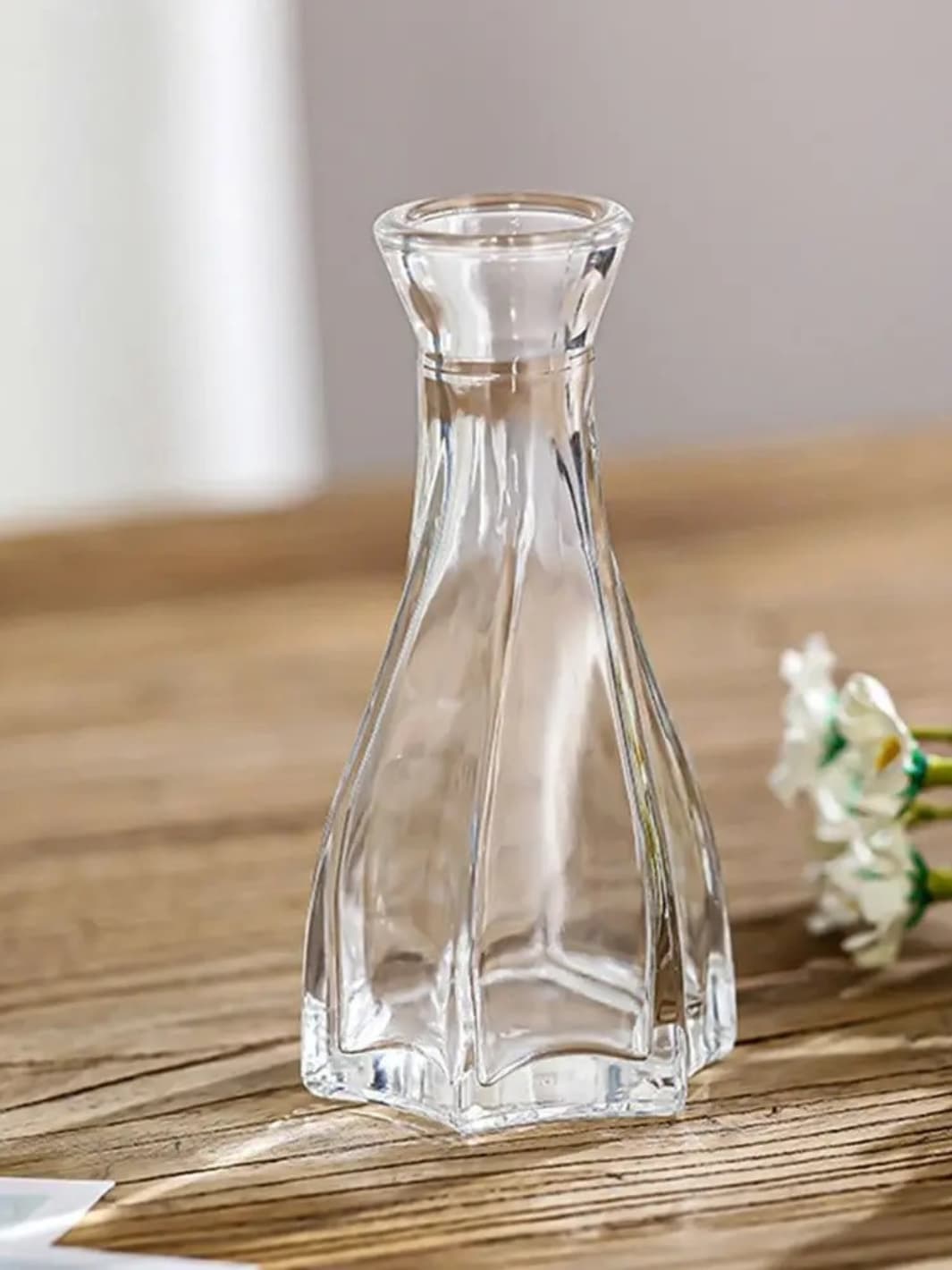 Vase | Fiole rétro gravée en verre transparent