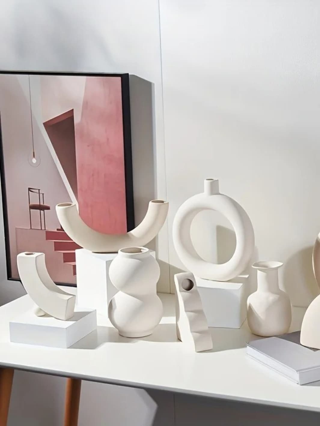 Vase | Blanc sculptural géométrique