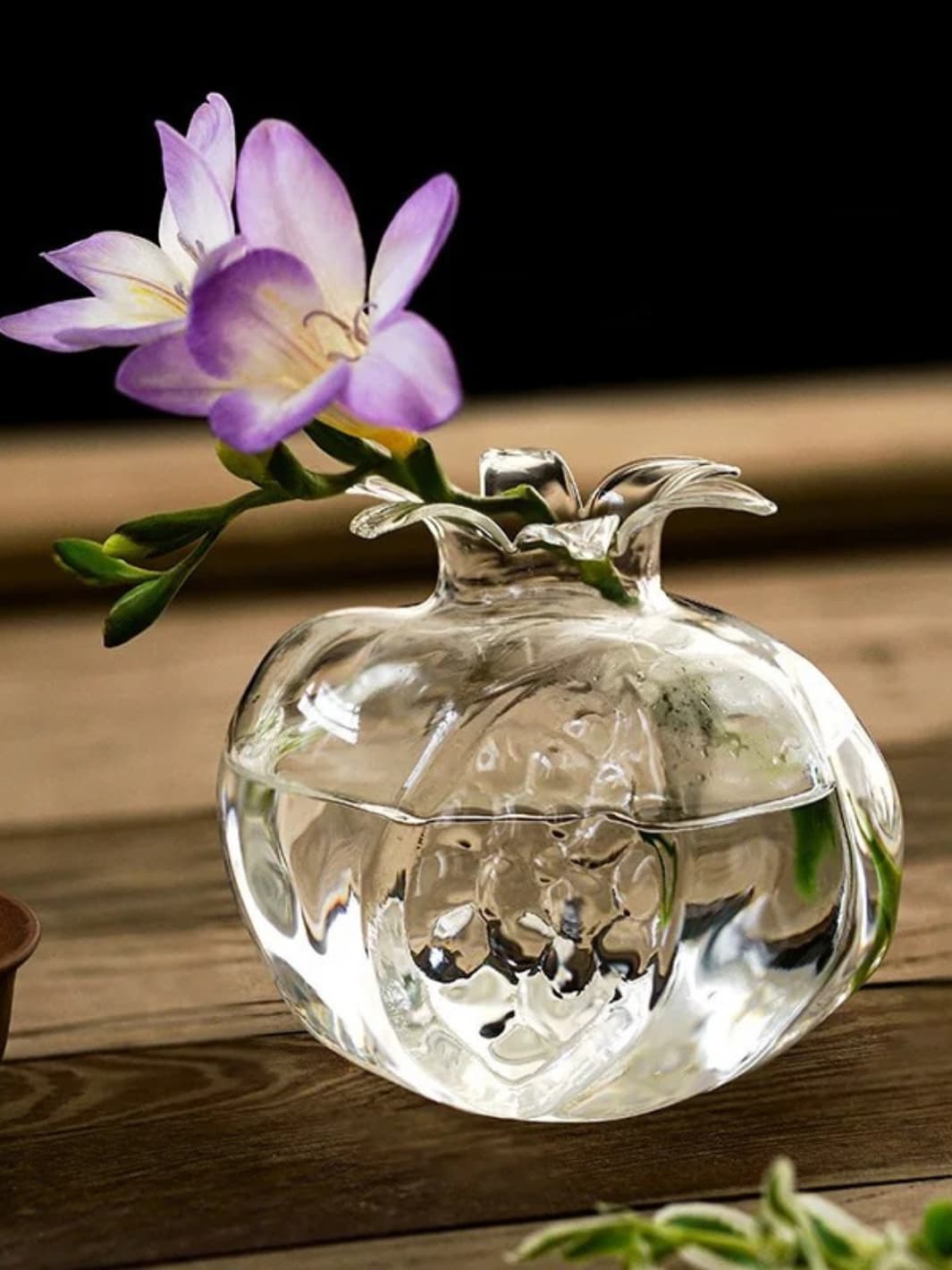 Vase | Grenade en verre soufflé transparent