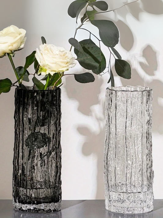 Vase | Vase en verre effet glacier cylindrique