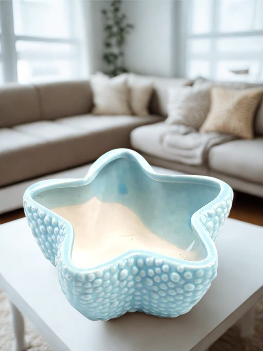 Vase | Pot étoile de mer bleu texturé