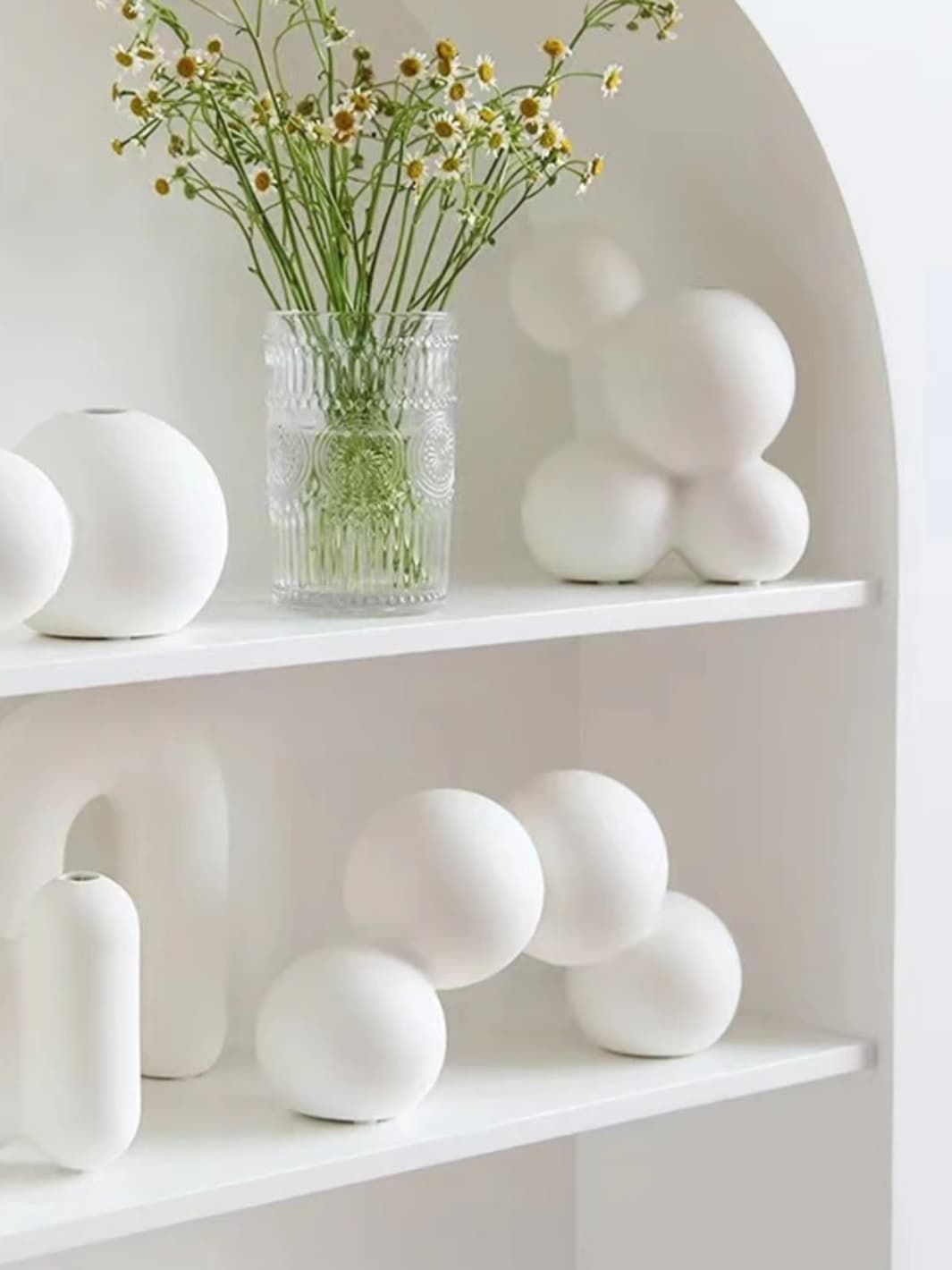Vase | Blanc boule moderne en céramique