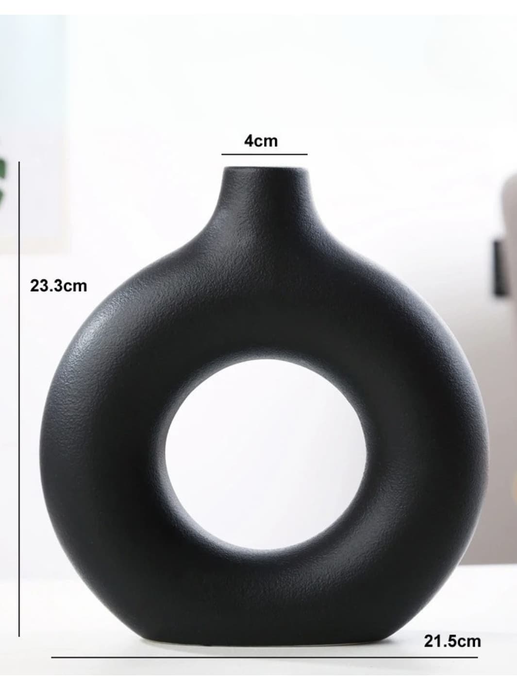 Vase | Noir anneau mat en céramique