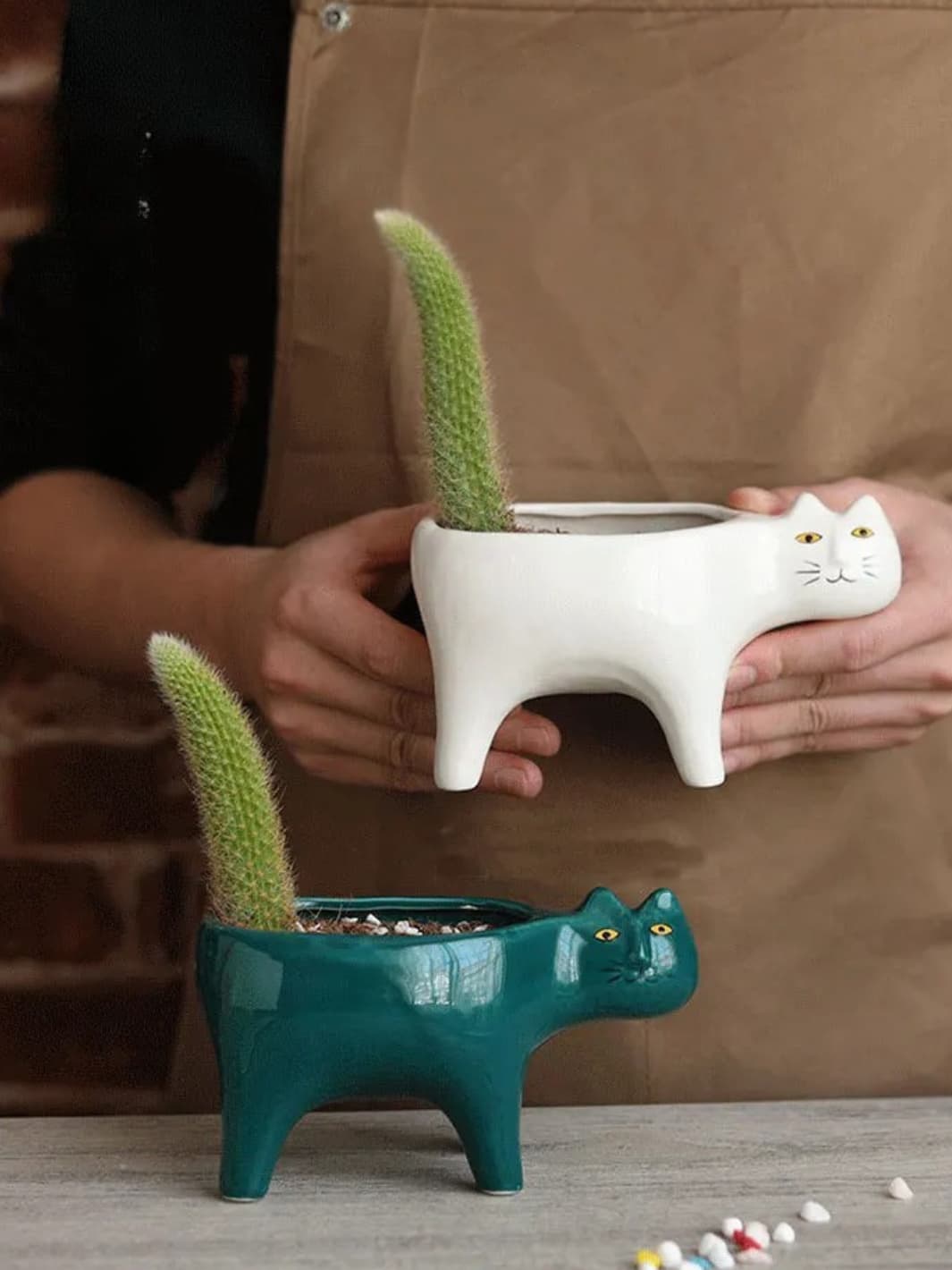 Vase | Pot chat en céramique colorée décoratif