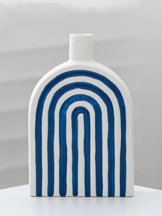 Vase | Grandes courbes verticales bleu profond