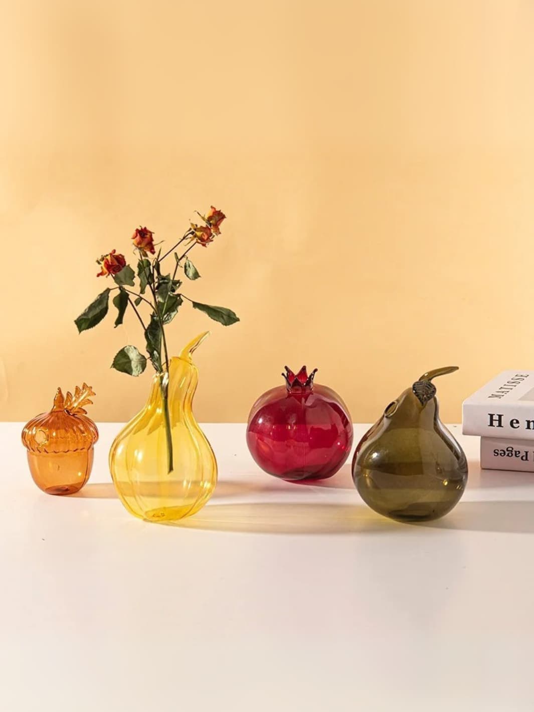 Vase | Poire en verre soufflé vert translucide