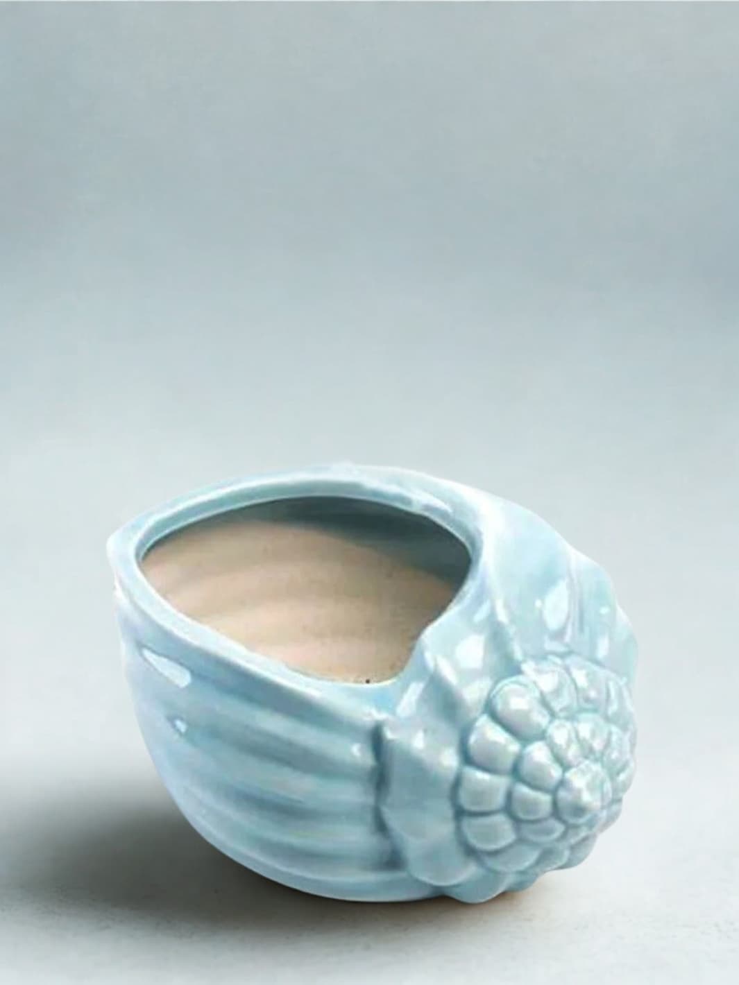 Vase | Pot coquillage en céramique bleue