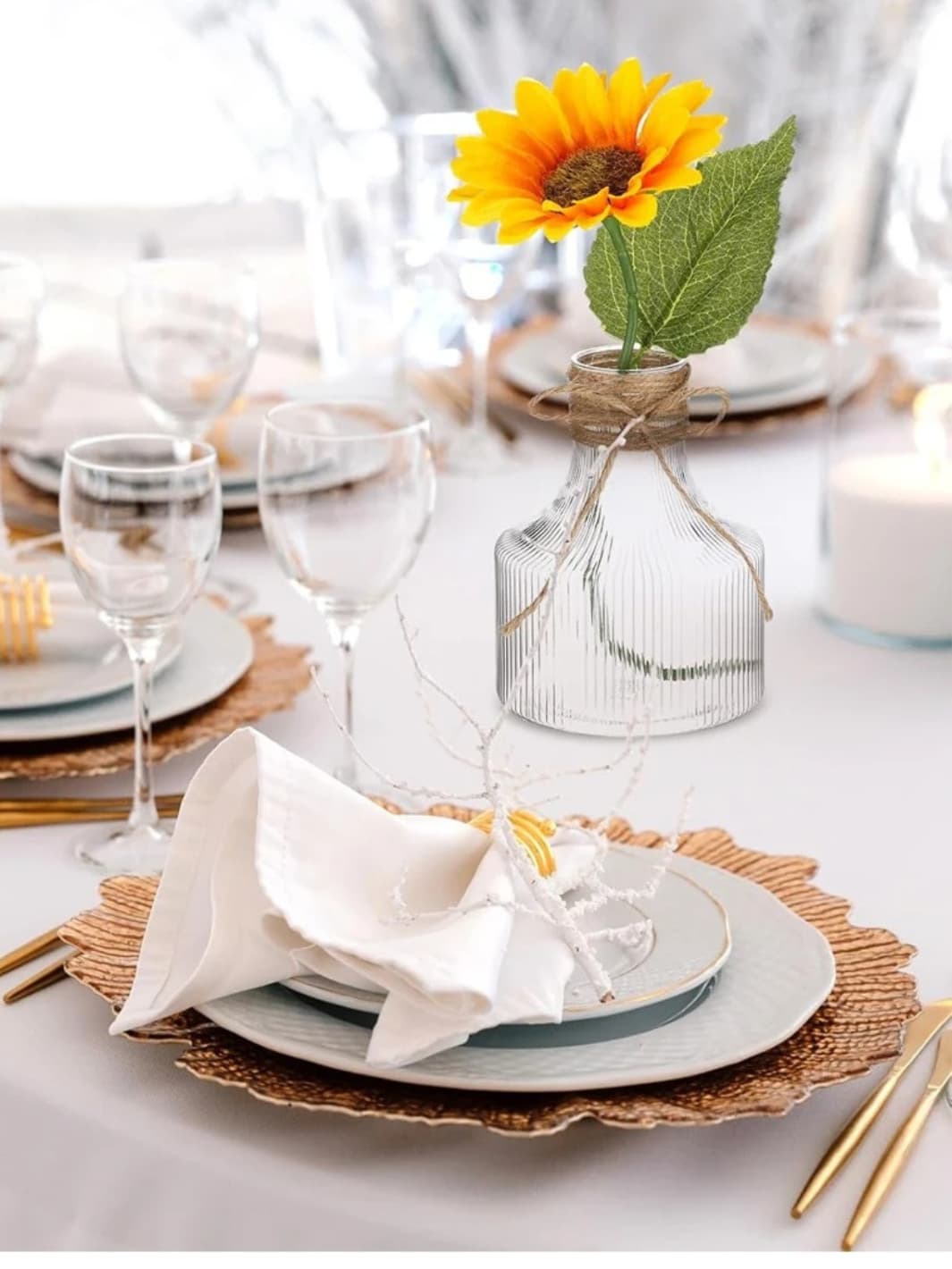 Vase | Lot de 6 petits soliflores transparents avec cordelette
